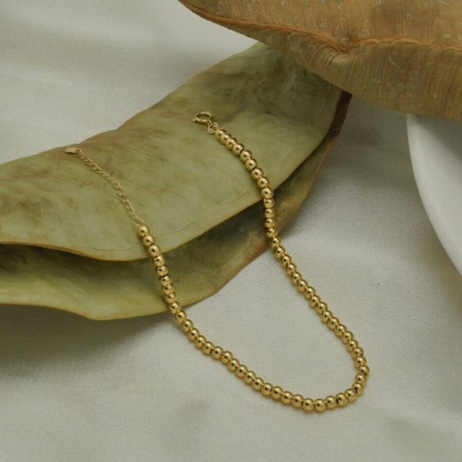 دستبند طلا 18 عیار زنانه گوی بزرگ (توپی) سایز 17 قطر هر گوی 0.2 سانتی متر کد 562