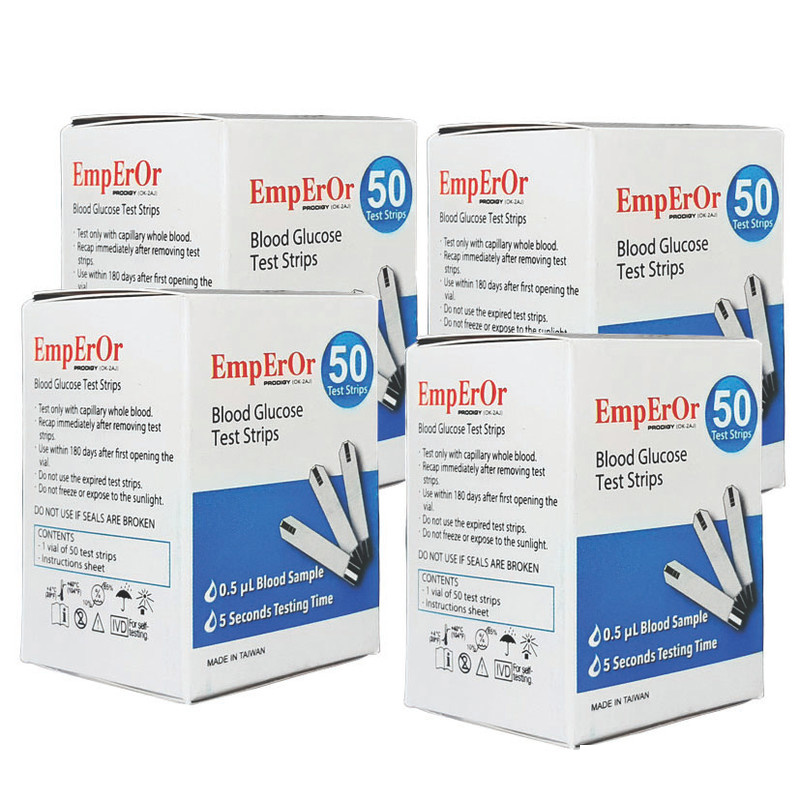 نوار تست قندخون امپرور مدل prodigy چهار بسته 50 عددی