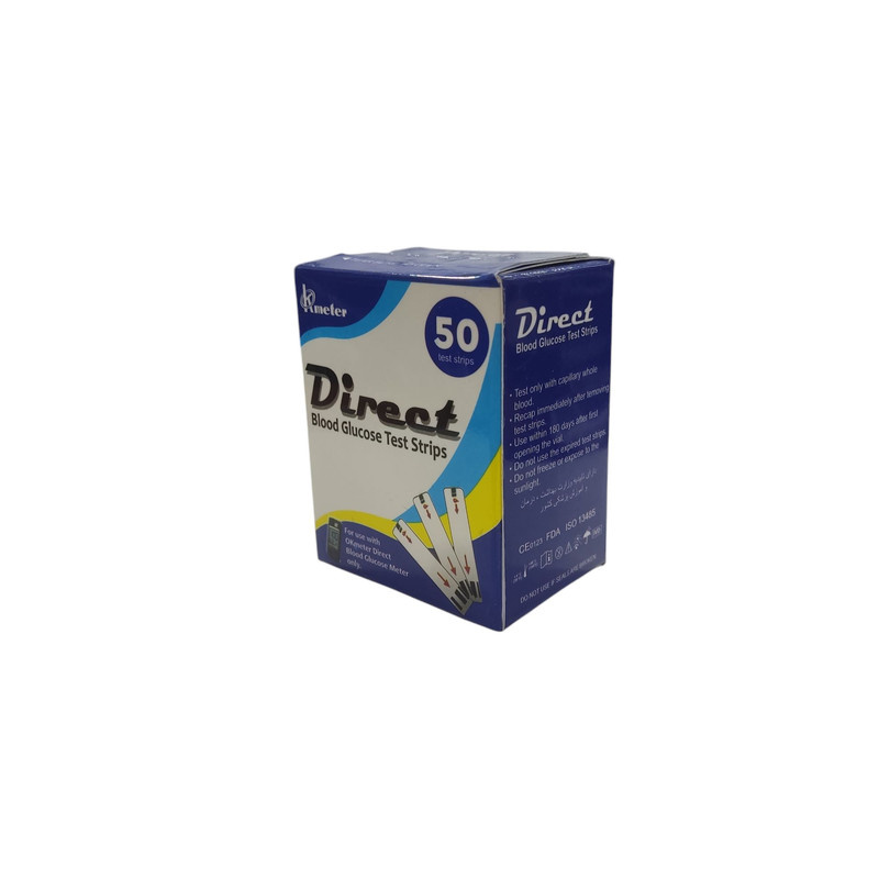 نوار تست قند خون اوکی متر مدل دایرکت بسته 50 عددی نوار تست قند خون اوکی متر مدل دایرکت بسته 50 عددی