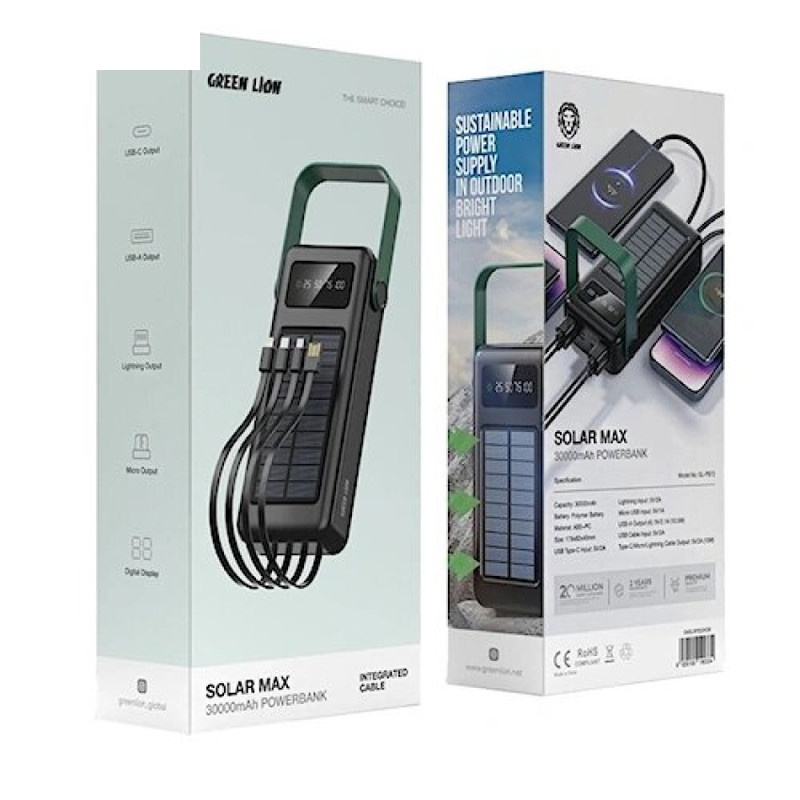 پاوربانک گرین لاین مدل Solar max با ظرفیت 30000 میلی آمپر بر ساعت پاوربانک گرین لاین مدل Solar max با ظرفیت 30000 میلی آمپر بر ساعت