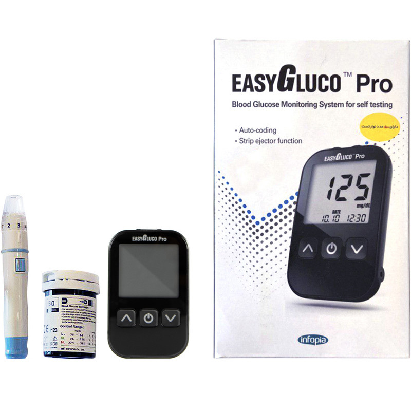 دستگاه تست قند خون اینفوپیا مدل EASY GLUCO PRO دستگاه تست قند خون اینفوپیا مدل EASY GLUCO PRO