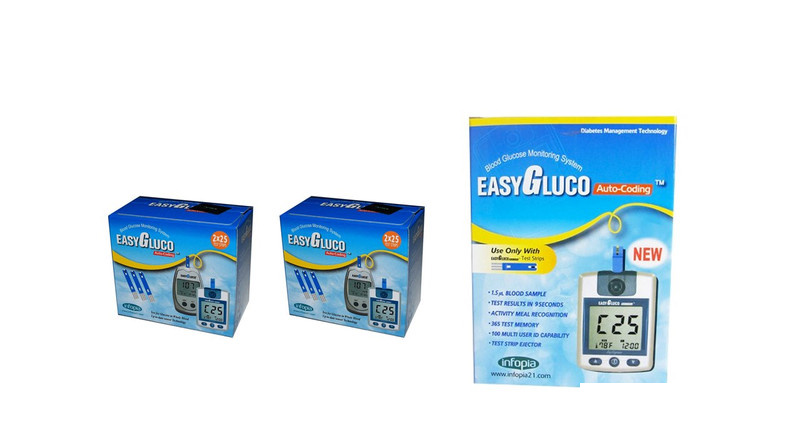 دستگاه تست قند خون اینفوپیا مدل EasyGluco به همراه 4 بسته نوار 25 عددی دستگاه تست قند خون اینفوپیا مدل EasyGluco به همراه 4 بسته نوار 25 عددی