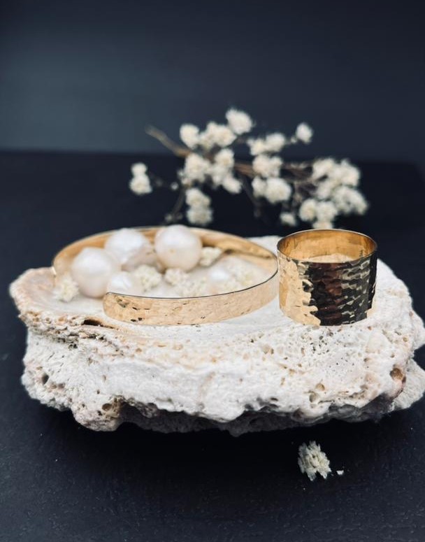 انگشتر طلا  18 عیار اپال گلد همرد چکشی پهن همای