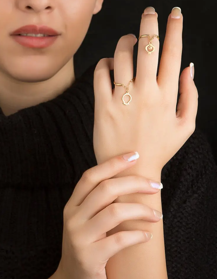 انگشتر طلا  18عیار اپال گلد مدل انار یلدا d1254