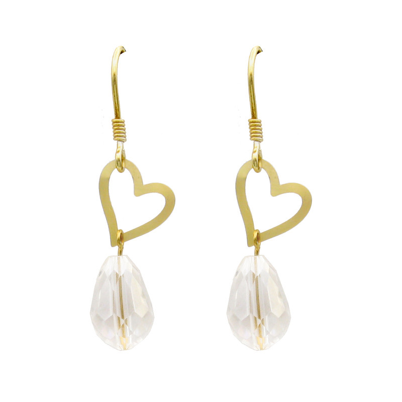 گوشواره طلا 18 عیار زنانه مانچو طرح قلب کد efgs015