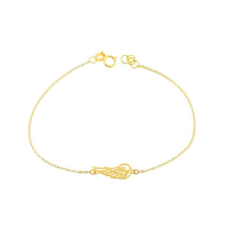 دستبند زنجیری  طلا  18عیار اپال گلد مدل  تک بال فرشته F32