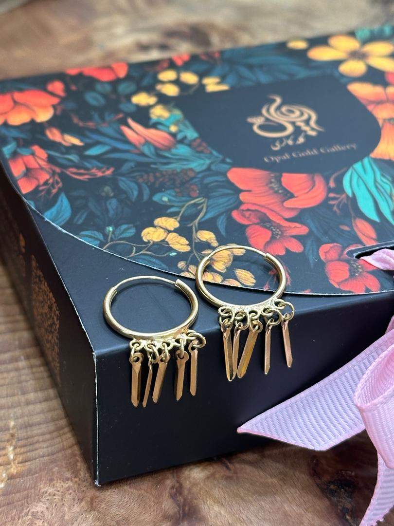 گوشواره طلا 18عیار اپال گلد مدل  کلیپسی آویزی