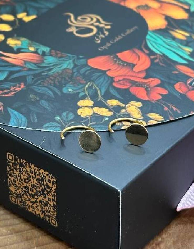 گوشواره طلا 18عیار اپال گلد مدل پیرسینگی دایره گوشواره طلا 18عیار اپال گلد مدل پیرسینگی دایره