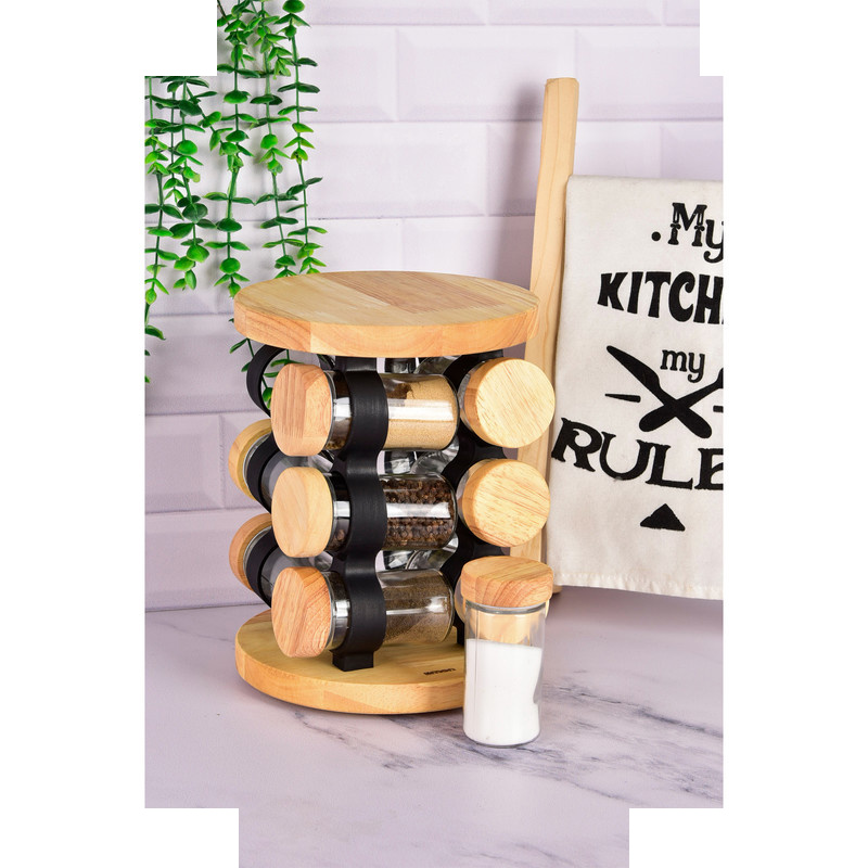 ست جا ادویه 12پارچه لیمون مدل چوبی کد 2304