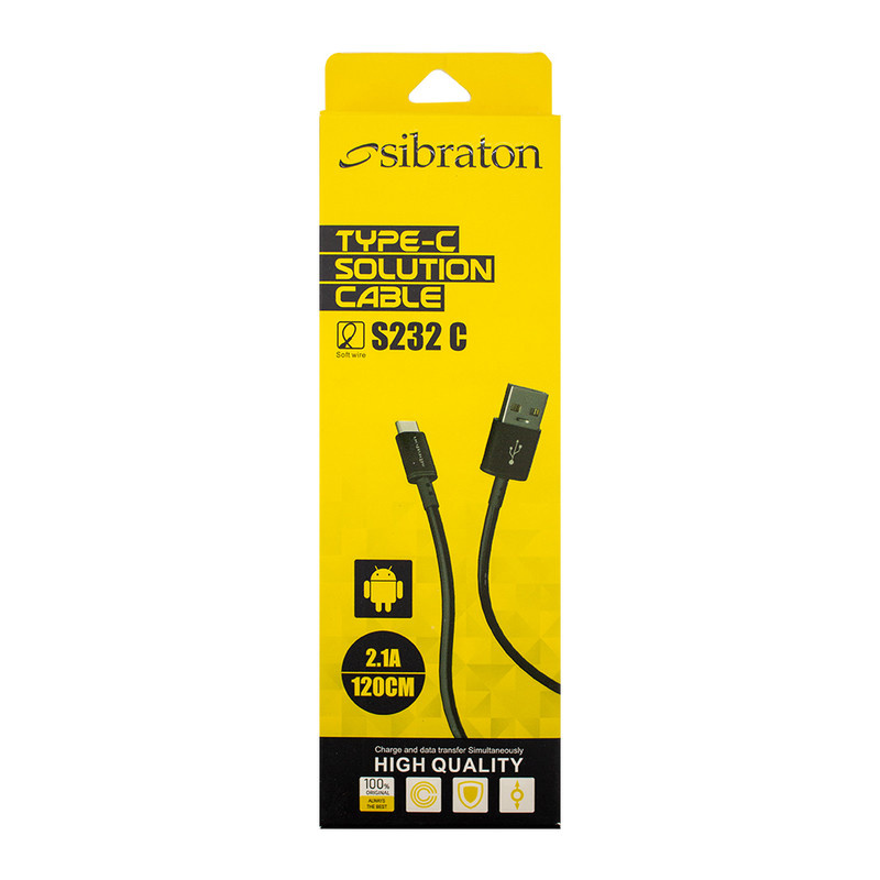 کابل تبدیل USB به USB-C سیبراتون مدل S232 C طول 1.2 متر کابل تبدیل USB به USB-C سیبراتون مدل S232 C طول 1.2 متر