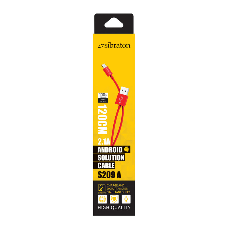 کابل تبدیل USB به microUSB سیبراتون مدل S209A طول 1.2 متر کابل تبدیل USB به microUSB سیبراتون مدل S209A طول 1.2 متر