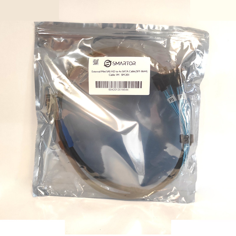 کابل تبدیل Mini SAS HD SFF-8644 به 4 پورت SATA اسمارطور مدل SM201 طول 1 متر کابل تبدیل Mini SAS HD SFF-8644 به 4 پورت SATA اسمارطور مدل SM201 طول 1 متر