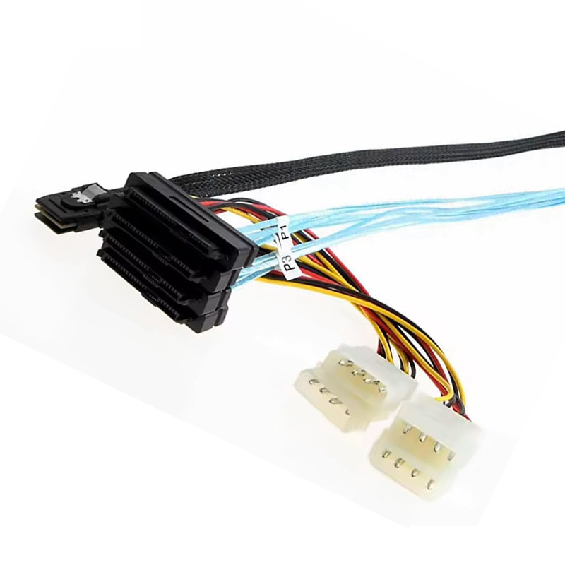 کابل تبدیل Mini SAS SFF-8087 به 4 پورت SFF-8482 29-Pin با برق 4 پین اسمارطور مدل SM91 طول 1 متر کابل تبدیل Mini SAS SFF-8087 به 4 پورت SFF-8482 29-Pin با برق 4 پین اسمارطور مدل SM91 طول 1 متر