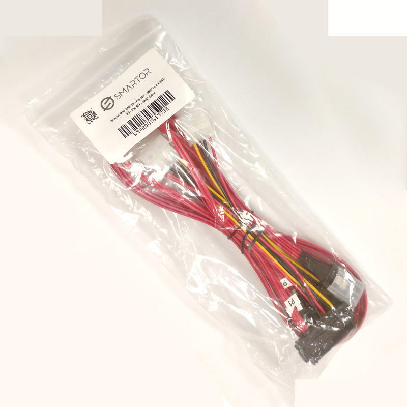 کابل تبدیل Mini SAS SFF-8087 به 4 پورت SFF-8482 29-Pin با برق 4 پین اسمارطور مدل SM81 طول 1 متر کابل تبدیل Mini SAS SFF-8087 به 4 پورت SFF-8482 29-Pin با برق 4 پین اسمارطور مدل SM81 طول 1 متر
