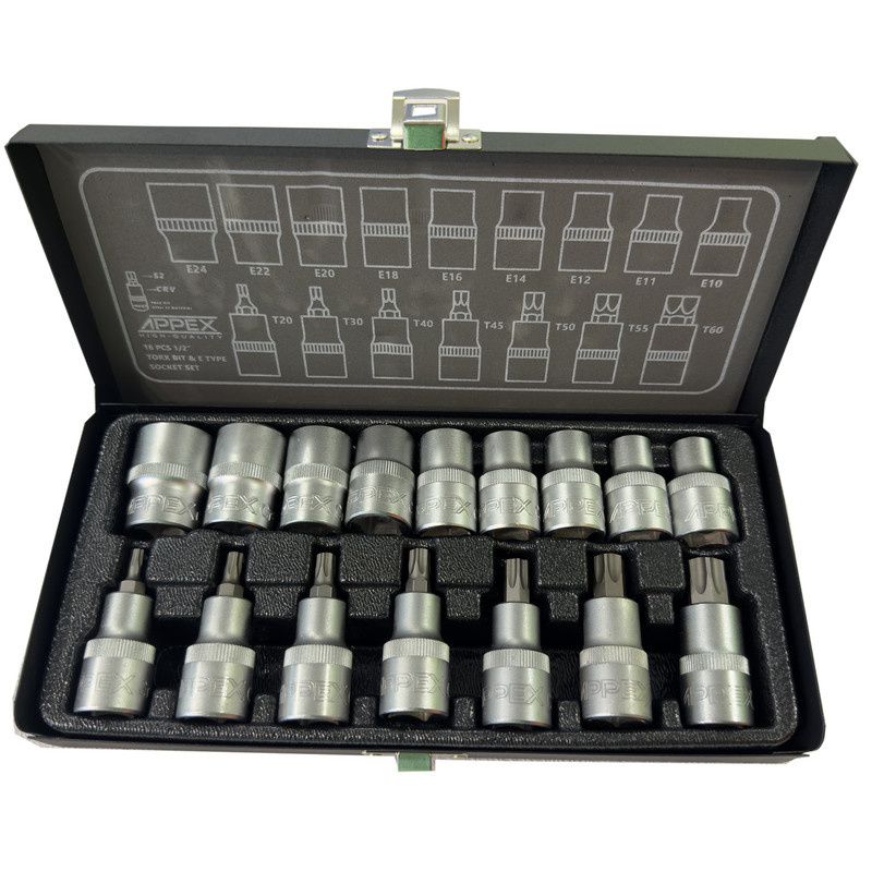 آچار بکس ستاره ای اپکس مدلSMT-APPEX-ALEN BOXI-E -T1/2INCH-APX6016-NEW مجموعه 16 عددی آچار بکس ستاره ای اپکس مدلSMT-APPEX-ALEN BOXI-E -T1/2INCH-APX6016-NEW مجموعه 16 عددی