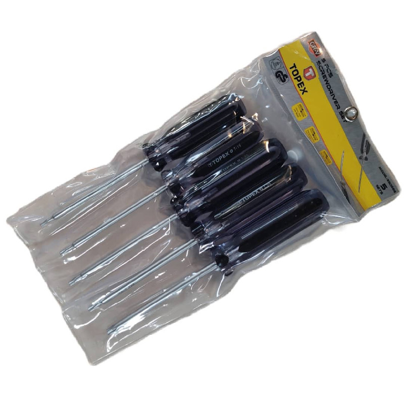مجموعه 5 عددی پیچ گوشتی ستاره ای تاپکس کد 39D566 مجموعه 5 عددی پیچ گوشتی ستاره ای تاپکس کد 39D566