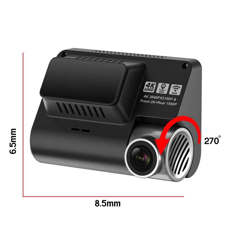 دوربین ثبت وقایع خودرو اتوویژن مدل HIS-4K-WiFi+GPS به همراه دوربین عقب و GPS