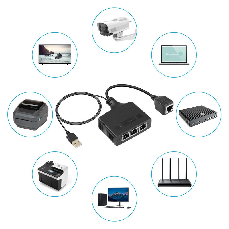 آداپتور شبکه 1 به 3 گیگابات مدل RJ45-s آداپتور شبکه 1 به 3 گیگابات مدل RJ45-s