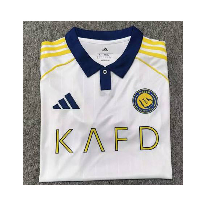 پولوشرت آستین کوتاه ورزشی مردانه مدل النصر عربستان کد Away 2026 سفید پولوشرت آستین کوتاه ورزشی مردانه مدل النصر عربستان کد Away 2026 سفید