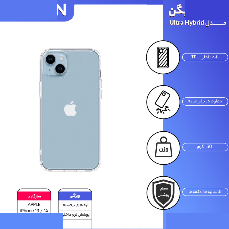 کاور اسپیگن مدل Ultra Hybrid مناسب برای گوشی موبایل اپل iPhone 13 / 14 کاور اسپیگن مدل Ultra Hybrid مناسب برای گوشی موبایل اپل iPhone 13 / 14