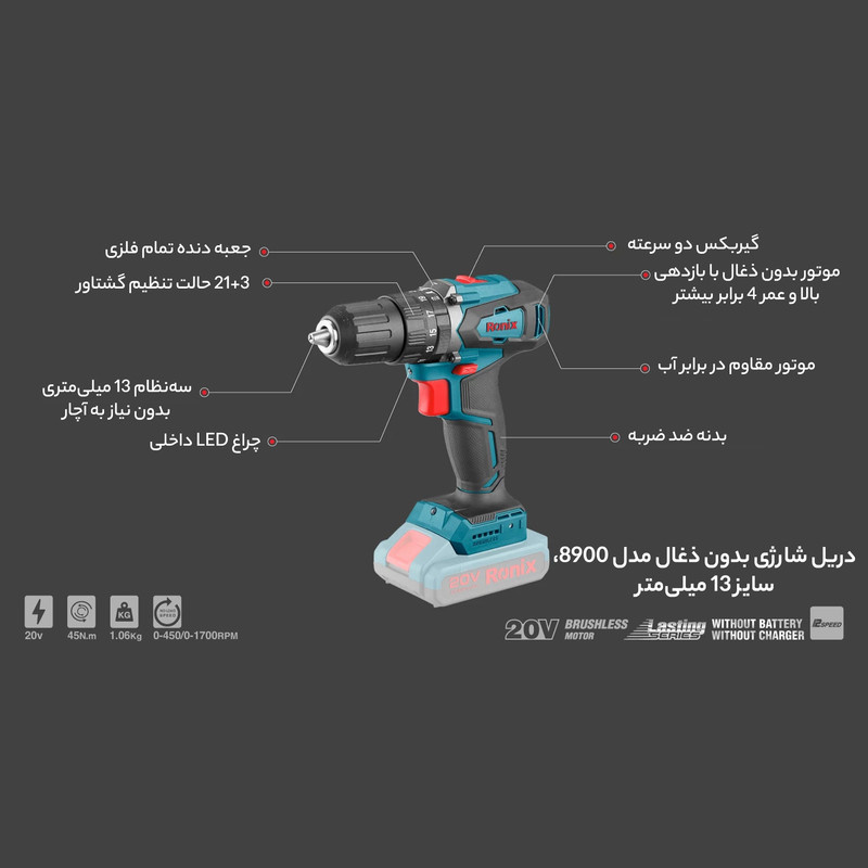 دریل پیچ گوشتی رونیکس مدل 8900RH دریل پیچ گوشتی رونیکس مدل 8900RH