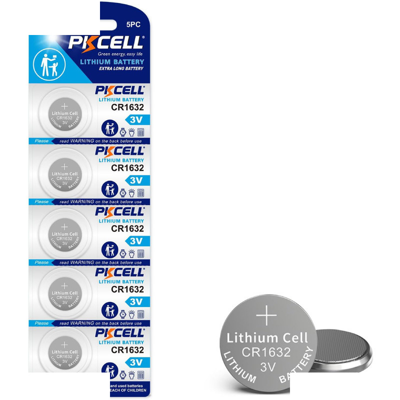 باتری سکهای لیتیومی پی کی سل مدل CR1632 ولتاژ 3 ولت بسته 5 عددی