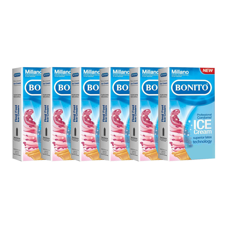 کاندوم بونیتو مدل ice cream مجموعه 6 عددی کاندوم بونیتو مدل ice cream مجموعه 6 عددی