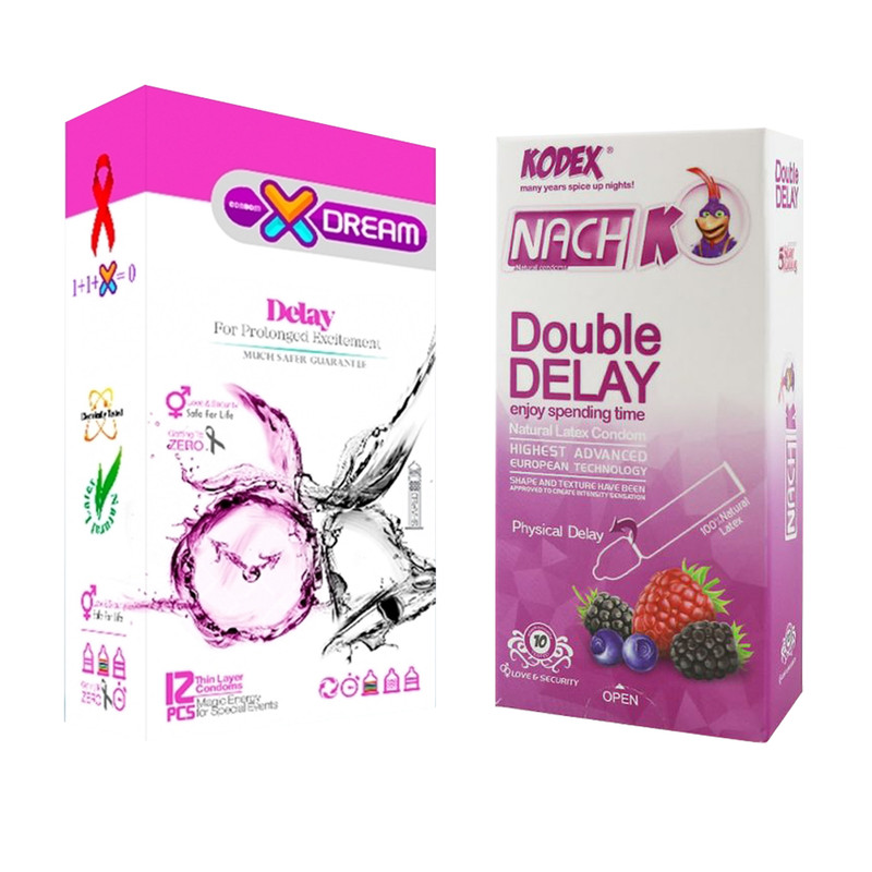 کاندوم ایکس دریم مدل Delay بسته 12 عددی به همراه کاندوم تاخیری کدکس مدل Double Delay بسته 10 عددی کاندوم ایکس دریم مدل Delay بسته 12 عددی به همراه کاندوم تاخیری کدکس مدل Double Delay بسته 10 عددی