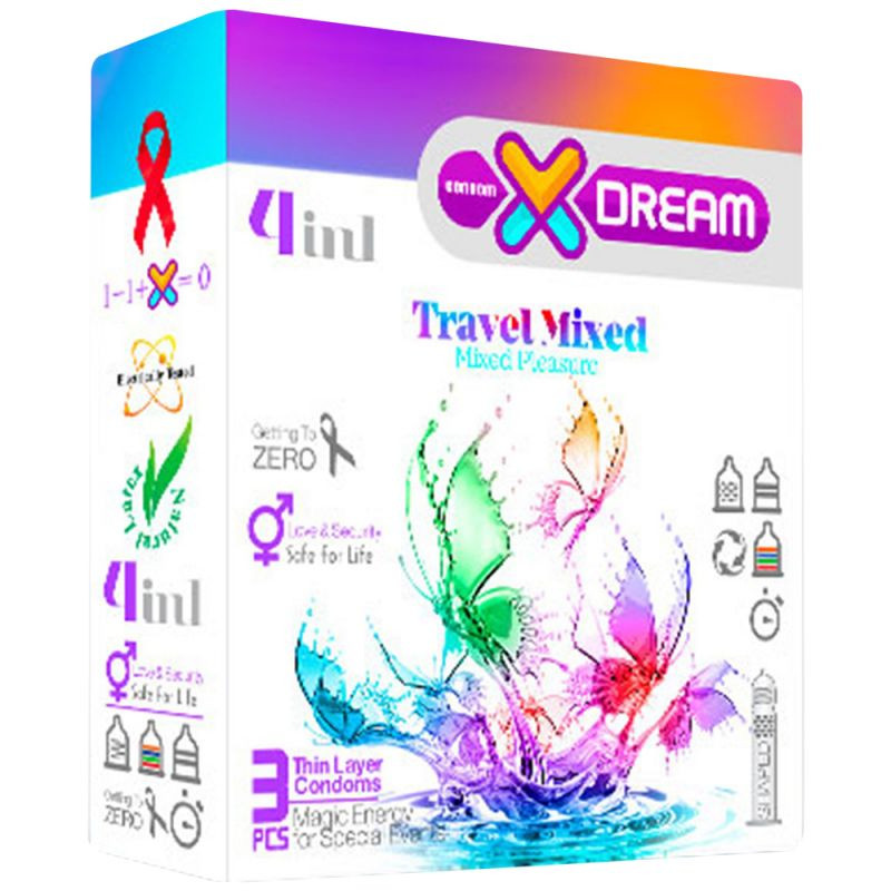 کاندوم ایکس دریم مدل Travel Mixed بسته 3 عددی کاندوم ایکس دریم مدل Travel Mixed بسته 3 عددی