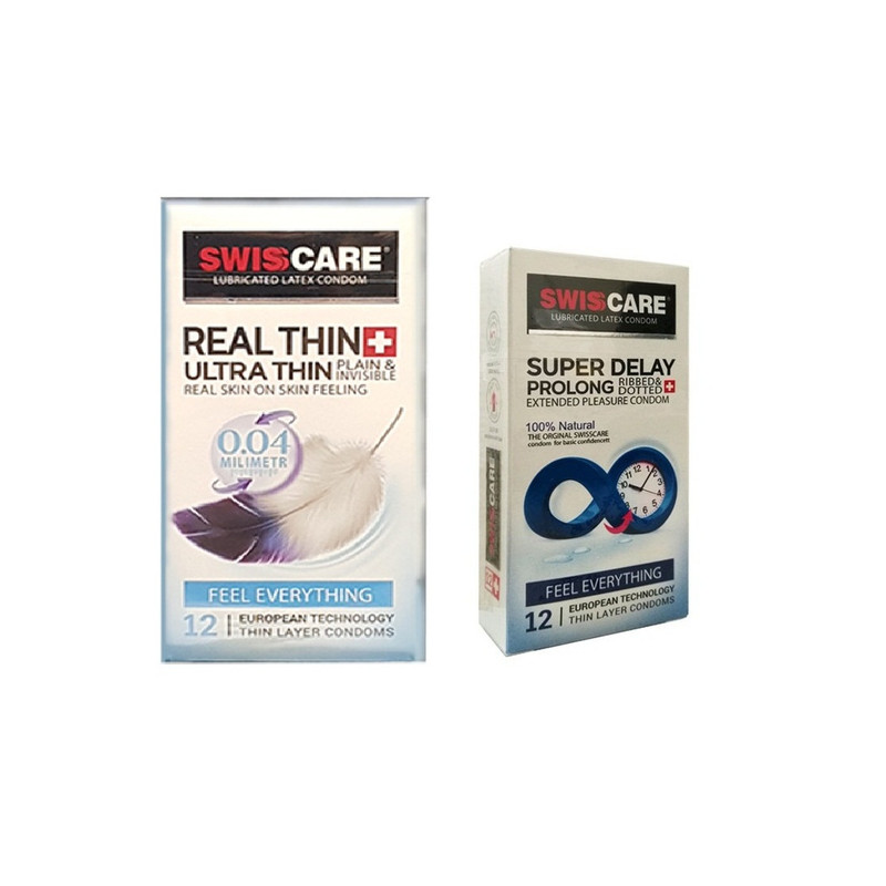 کاندوم سوئیس کر مدل REAL THIN SUPER DELAY مجموعه 2 عددی کاندوم سوئیس کر مدل REAL THIN SUPER DELAY مجموعه 2 عددی