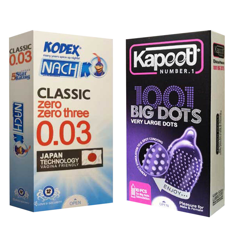 کاندوم کاپوت مدل BIG DOTS بسته 10 عددی به همراه کاندوم ناچ کدکس مدل 03 بسته 12 عددی کاندوم کاپوت مدل BIG DOTS بسته 10 عددی به همراه کاندوم ناچ کدکس مدل 03 بسته 12 عددی