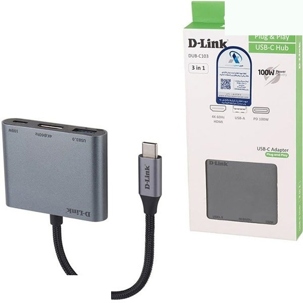هاب 3 پورت USB-C دیلینک مدل DUB-C103 هاب 3 پورت USB-C دیلینک مدل DUB-C103