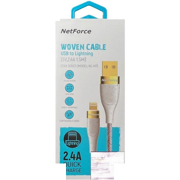 کابل تبدیل USB به لایتنینگ نت فورس مدل NC-417 طول 1.5 متر کابل تبدیل USB به لایتنینگ نت فورس مدل NC-417 طول 1.5 متر