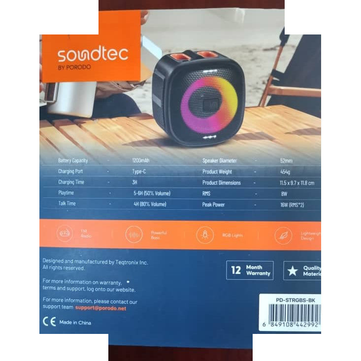 اسپیکر بلوتوثی قابل حمل پرودو مدل Soundtec Flash RGB Portable Bluetooth 16W STRGBS اسپیکر بلوتوثی قابل حمل پرودو مدل Soundtec Flash RGB Portable Bluetooth 16W STRGBS