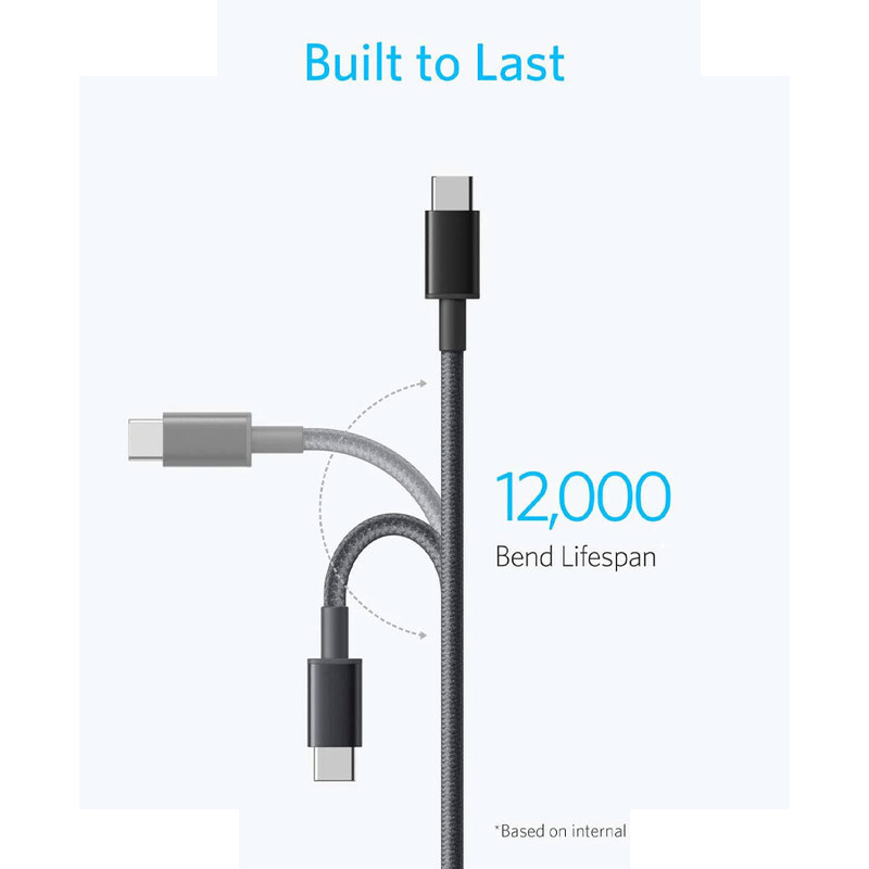 کابل تبدیل USB-C به USB-C انکر مدل Nylon A8753 طول 1.8 متر کابل تبدیل USB-C به USB-C انکر مدل Nylon A8753 طول 1.8 متر