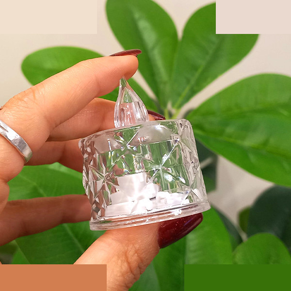 شمع ال ای دی مدل کریستالی شفاف طرح Diamond مجموعه 2 عددی شمع ال ای دی مدل کریستالی شفاف طرح Diamond مجموعه 2 عددی