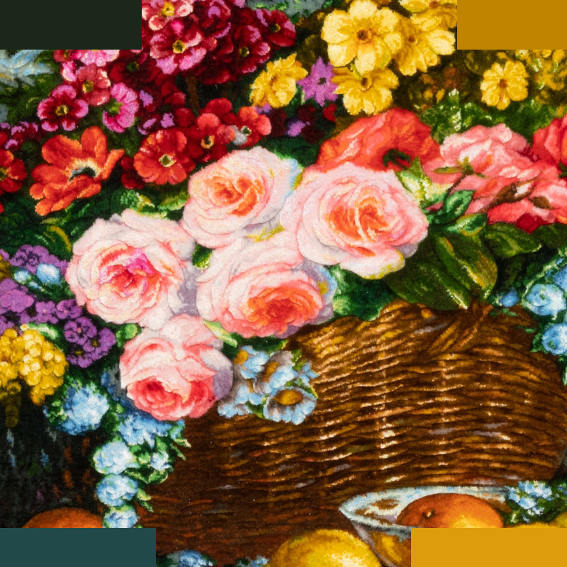 تابلو فرش دست بافت سی پرشیا مدل گل در سبد کد 903745 تابلو فرش دست بافت سی پرشیا مدل گل در سبد کد 903745