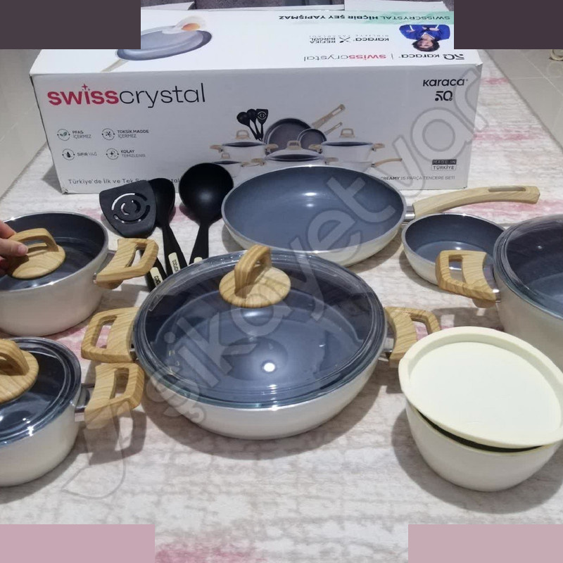 سرویس پخت و پز 14 پارچه کاراجا مدل Swiss Crystal Creamy سرویس پخت و پز 14 پارچه کاراجا مدل Swiss Crystal Creamy