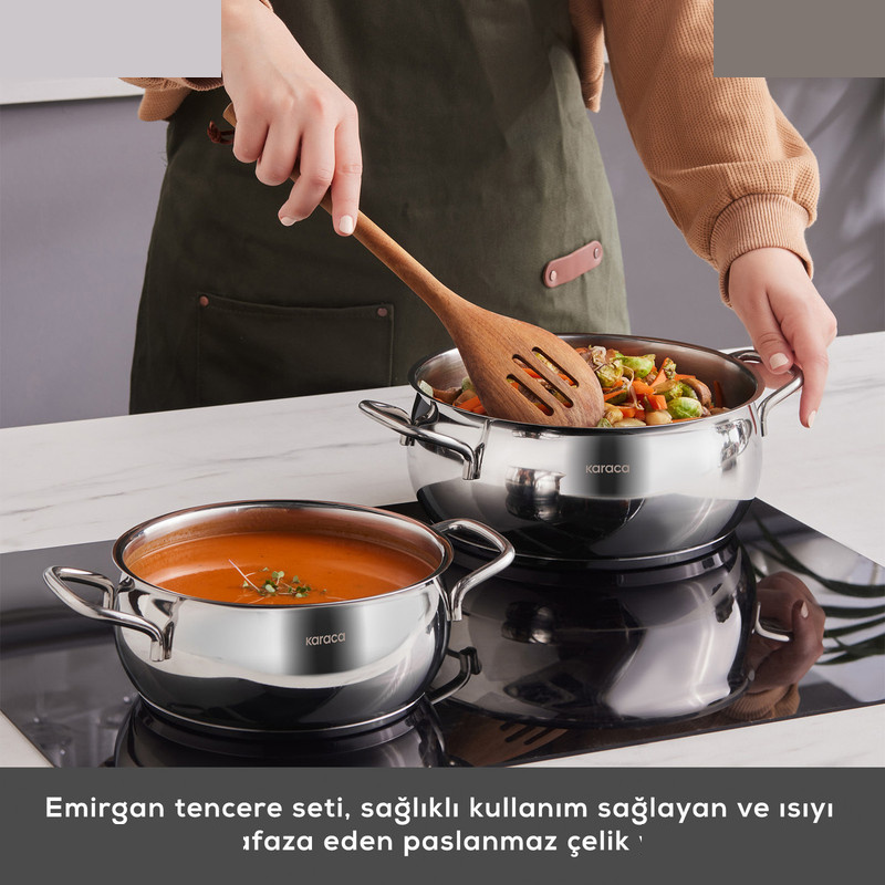 سرویس قابلمه استیل 8 پارچه کاراجا مدل Emirgan Celik سرویس قابلمه استیل 8 پارچه کاراجا مدل Emirgan Celik