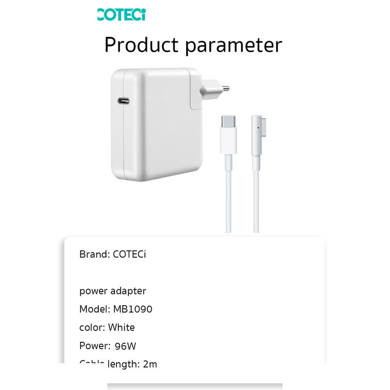 شارژر لپ تاپ 96 وات کوتتسی مدل MB1090-L96W-U مناسب برای مک بوک به همراه کابل Magsafe 1 شارژر لپ تاپ 96 وات کوتتسی مدل MB1090-L96W-U مناسب برای مک بوک به همراه کابل Magsafe 1