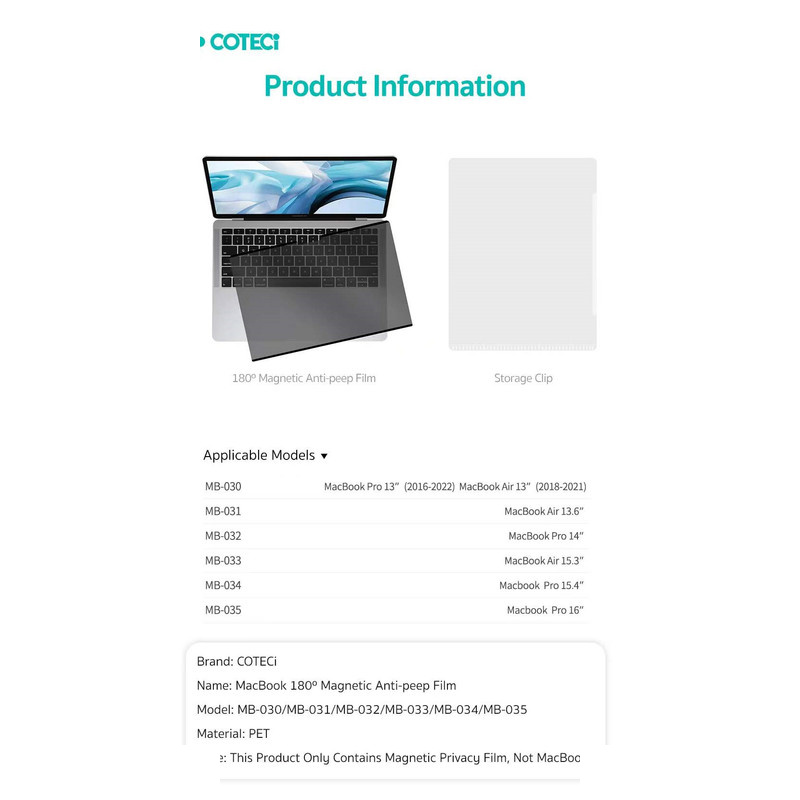 محافظ صفحه نمایش حریم شخصی کوتتسی مدل آهن ربایی MB-032 مناسب برای مک بوک اپل MacBook Pro 14 inch (A2442/A2779/A2918/A2992/A3112/A3185/A3401 محافظ صفحه نمایش حریم شخصی کوتتسی مدل آهن ربایی MB-032 مناسب برای مک بوک اپل MacBook Pro 14 inch (A2442/A2779/A2918/A2992/A3112/A3185/A3401