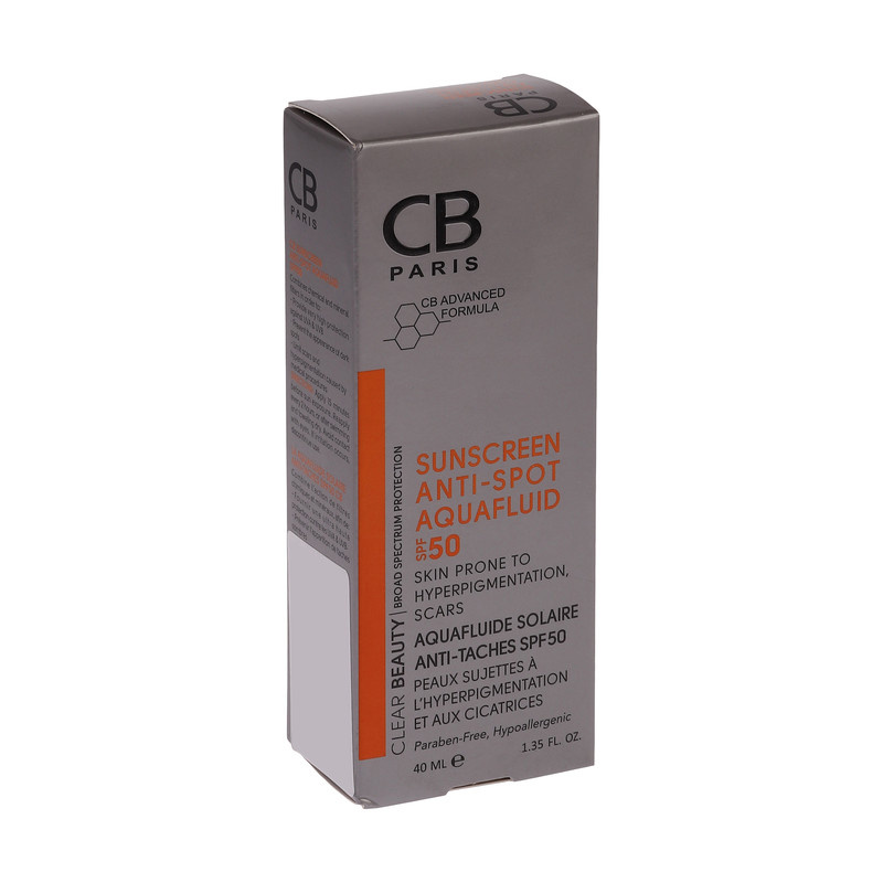 فلوئید ضد آفتاب بدون رنگ سی بی پاریس spf50 مدل Anti-Spot محافظ UVAUVB مناسب پوست های حساس و آکنه دار حجم 40 میلی لیتر فلوئید ضد آفتاب بدون رنگ سی بی پاریس spf50 مدل Anti-Spot محافظ UVAUVB مناسب پوست های حساس و آکنه دار حجم 40 میلی لیتر