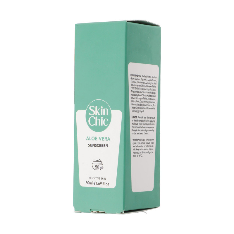 کرم ضد آفتاب بدون رنگ اسکین شیک SPF 50 مدل Aloe Vera مناسب پوست های حساس حجم 50 میلیلیتر کرم ضد آفتاب بدون رنگ اسکین شیک SPF 50 مدل Aloe Vera مناسب پوست های حساس حجم 50 میلیلیتر