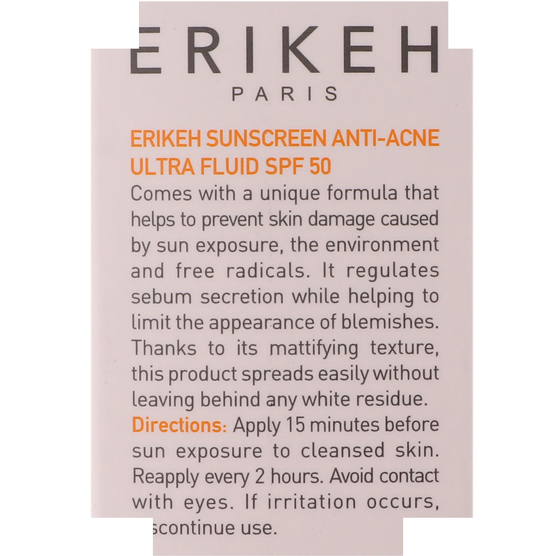 فلوئید ضد آفتاب بی رنگ اریکه مدل Anti-Acne مناسب پوست های آکنه دار حجم 50 میلی لیتر فلوئید ضد آفتاب بی رنگ اریکه مدل Anti-Acne مناسب پوست های آکنه دار حجم 50 میلی لیتر
