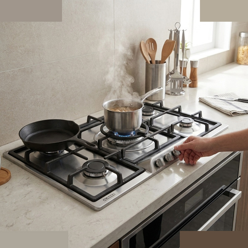 اجاق گاز صفحه ای پنج شعله استیل البرز مدل S5957 اجاق گاز صفحه ای پنج شعله استیل البرز مدل S5957