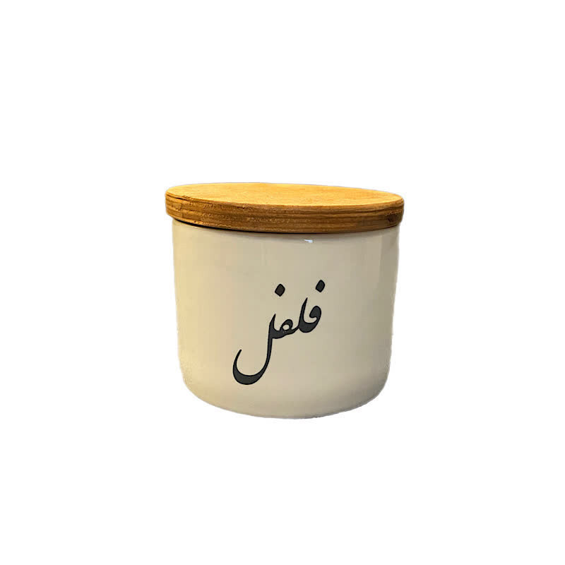 جا ادویه مدل سرامیکی درب چوبی طرح فلفل جا ادویه مدل سرامیکی درب چوبی طرح فلفل