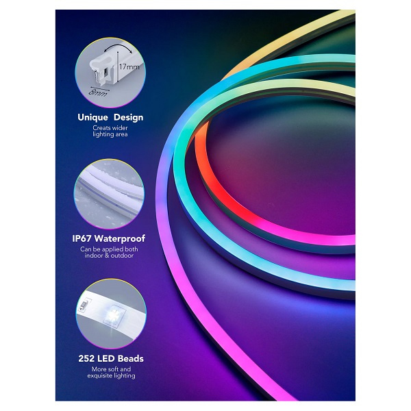ریسه هوشمند نئون فلکسی گووی مدل RGBIC LED Neon Rope Lights H61A سایز 3 متر ریسه هوشمند نئون فلکسی گووی مدل RGBIC LED Neon Rope Lights H61A سایز 3 متر