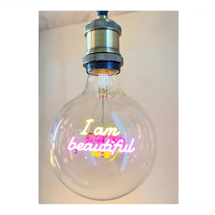 لامپ فیلامنتی 4 وات طرح I am beautiful کد ML125 لامپ فیلامنتی 4 وات طرح I am beautiful کد ML125