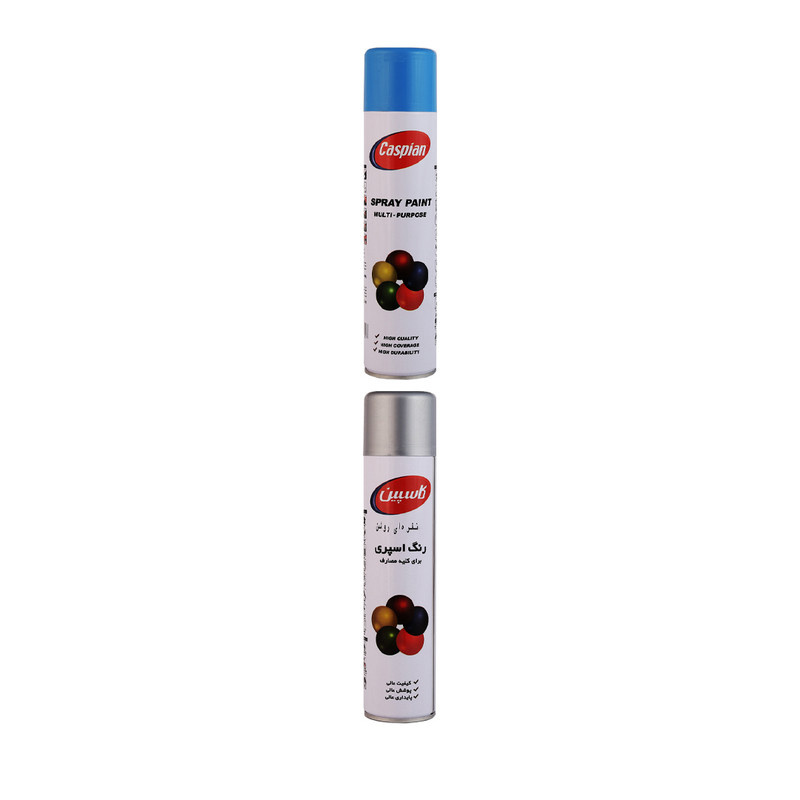 اسپری رنگ آبی روشن و نقره ای کاسپین مدل Prefecional حجم 300 میلی لیتر مجموعه 2 عددی اسپری رنگ آبی روشن و نقره ای کاسپین مدل Prefecional حجم 300 میلی لیتر مجموعه 2 عددی