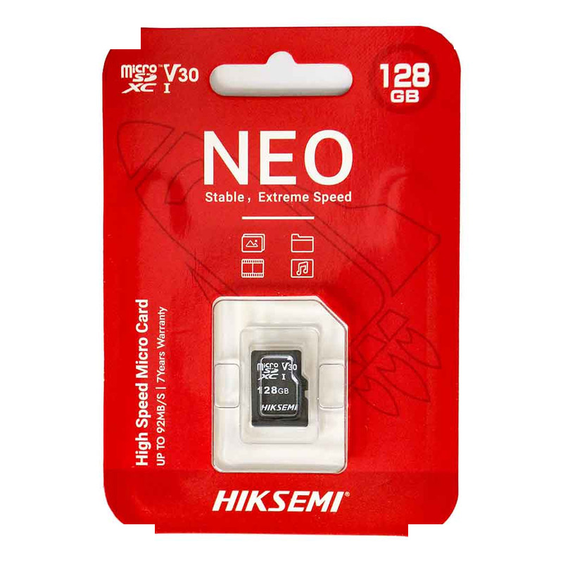 کارت حافظه هایکسمی مدل NEO microSDXC UHS-I Class10 V30 ظرفیت 128 گیگابایت کارت حافظه هایکسمی مدل NEO microSDXC UHS-I Class10 V30 ظرفیت 128 گیگابایت